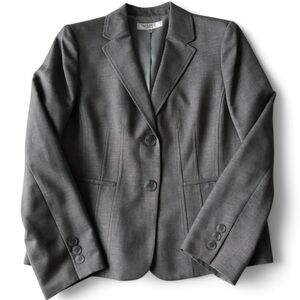 Kasper Grey Jacket Tailored Office Business Professional Blazer 12 Large